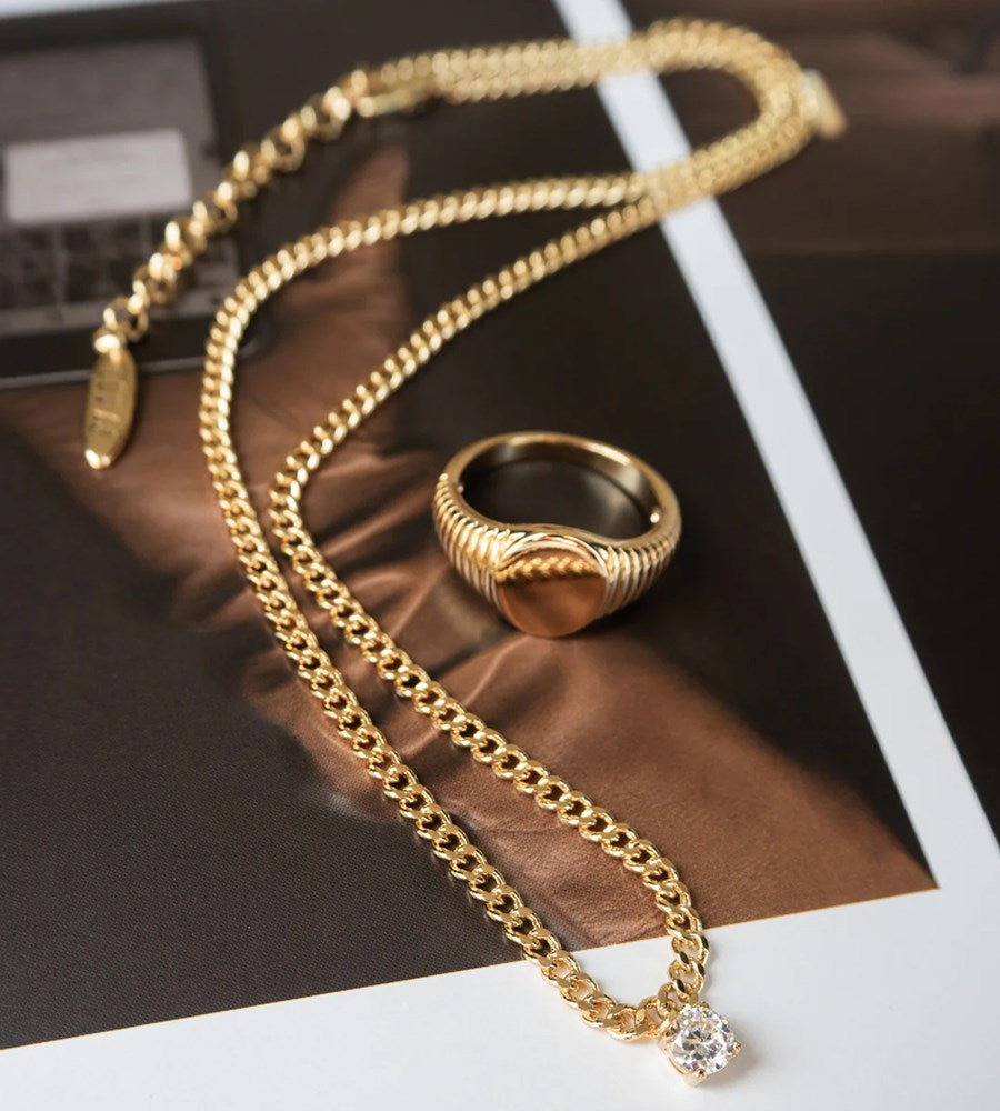 Luv AJ Bardot Stud Charm Necklace | Gold