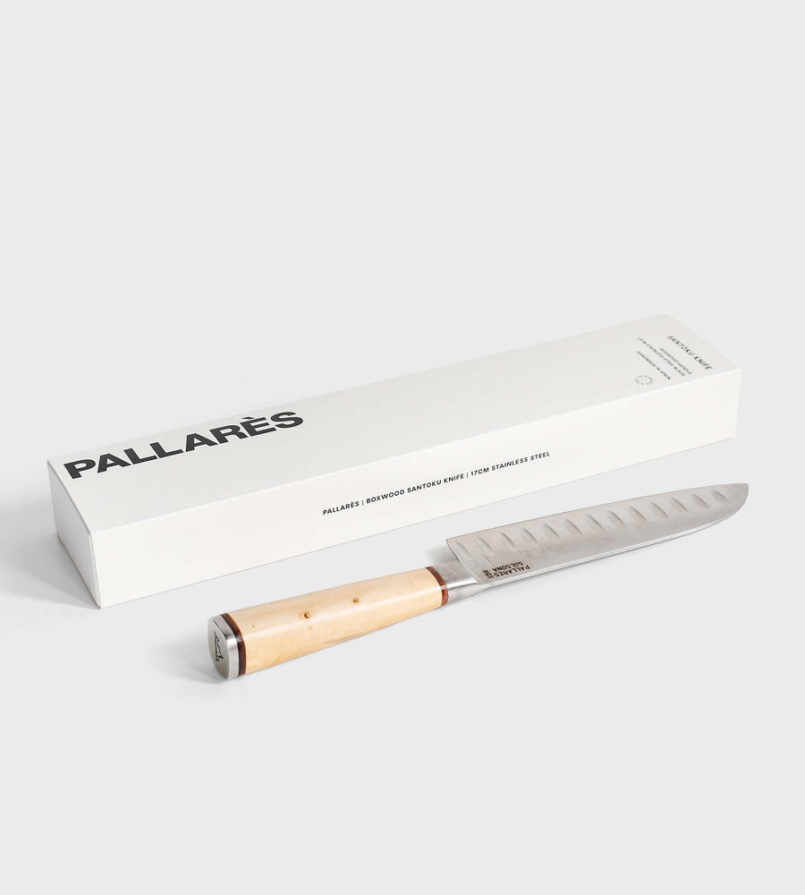 Pallares | Boxwood | Santoku Professional Knife | 17cm Stainless Steel Blade