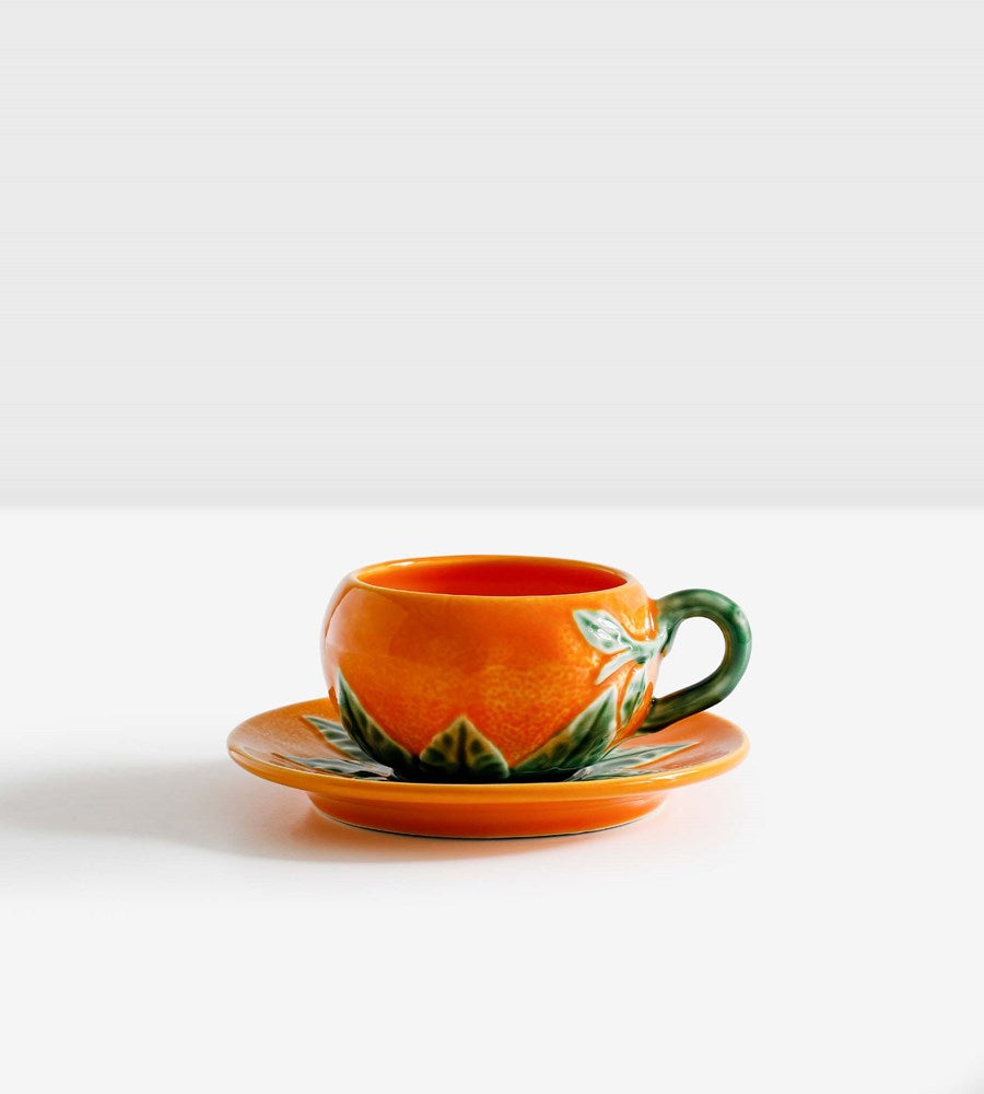 Bordallo Pinheiro | Orange Tea Cup & Saucer