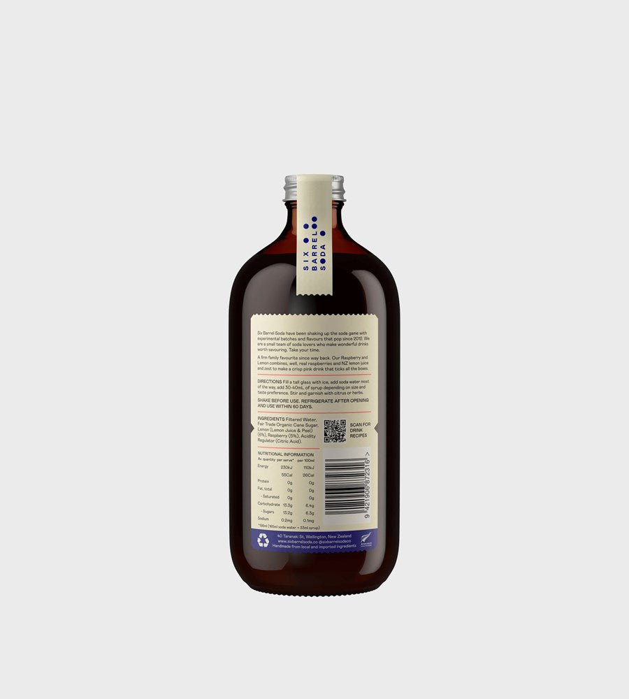 Six Barrel Soda Co. | Soda Syrup | Raspberry & Lemon