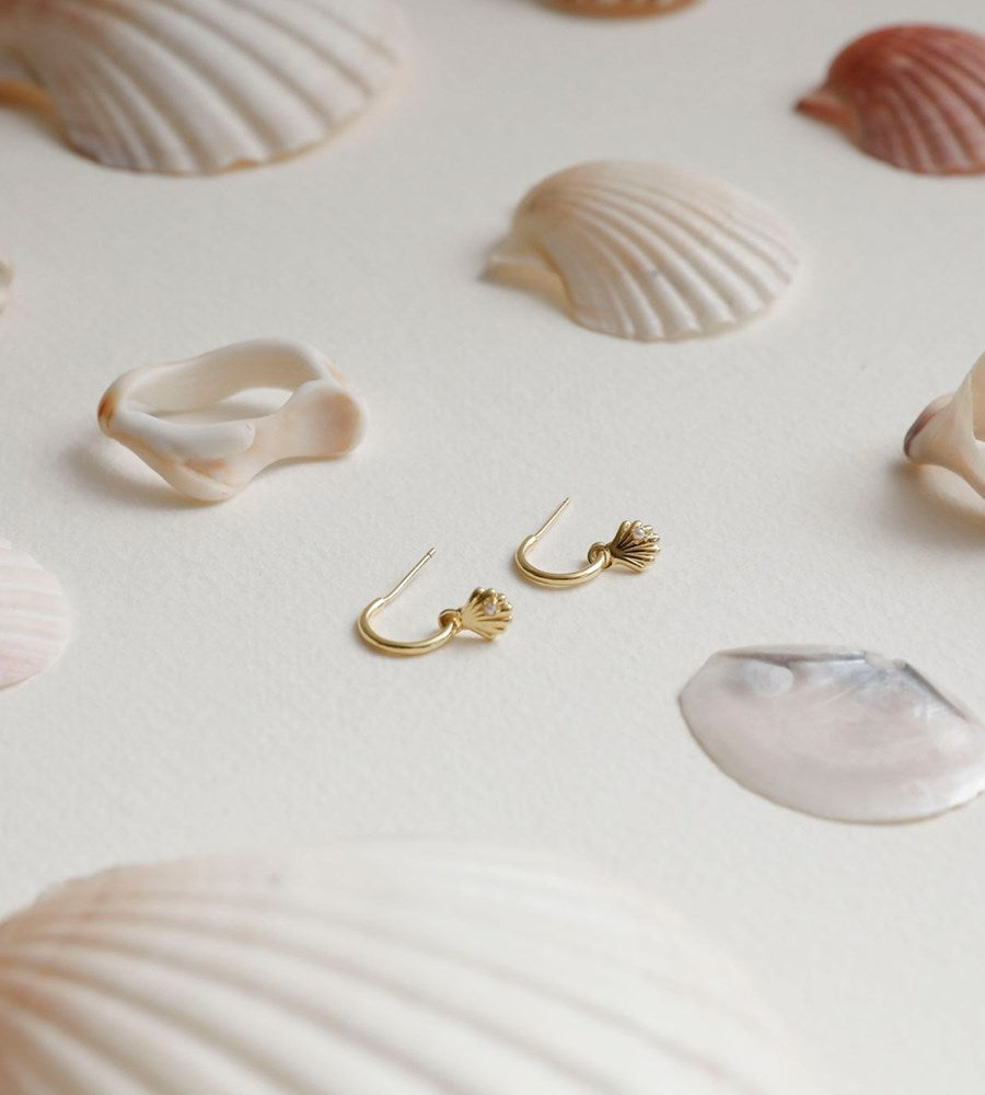 Sophie | She Shell Hoop Studs  | Gold
