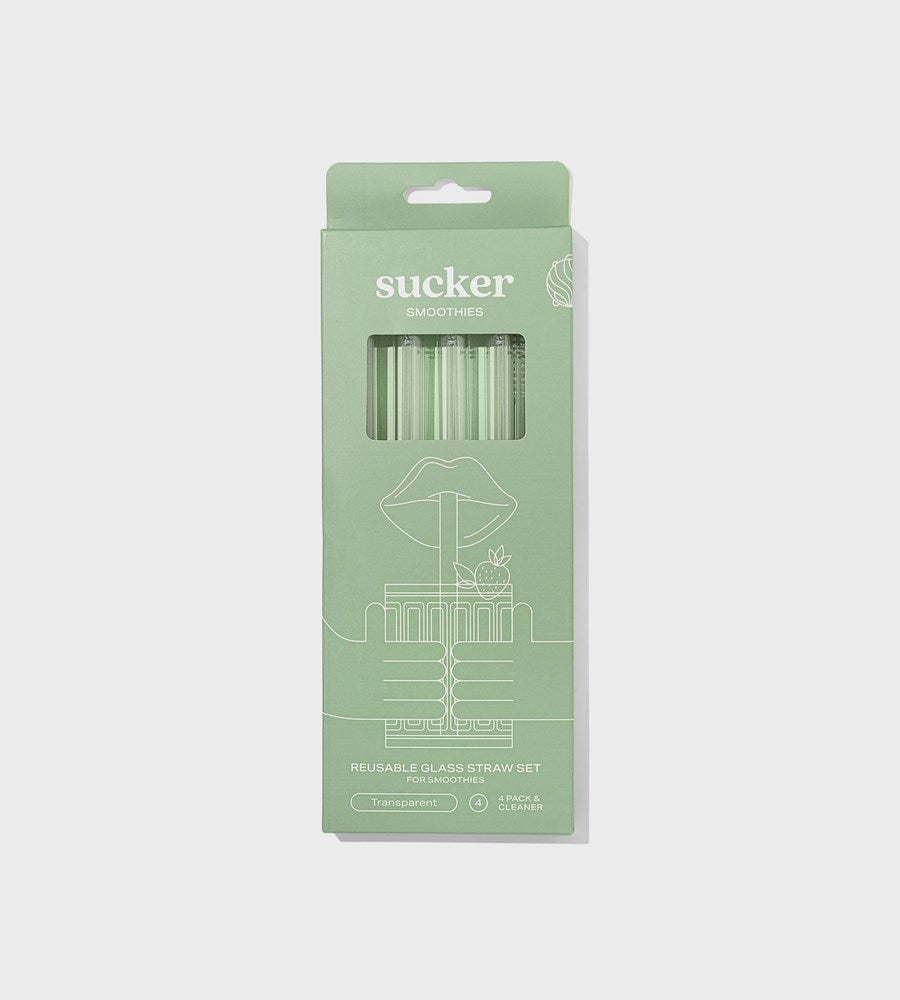 Eco Suckers - Pack of 4 Glass Straws