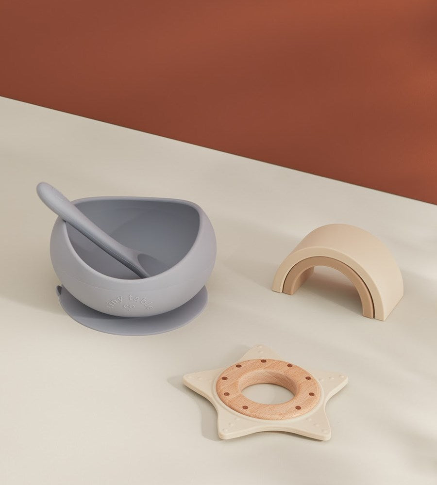 Tiny Table Co. | Suction Bowl and Spoon Set | Pebble