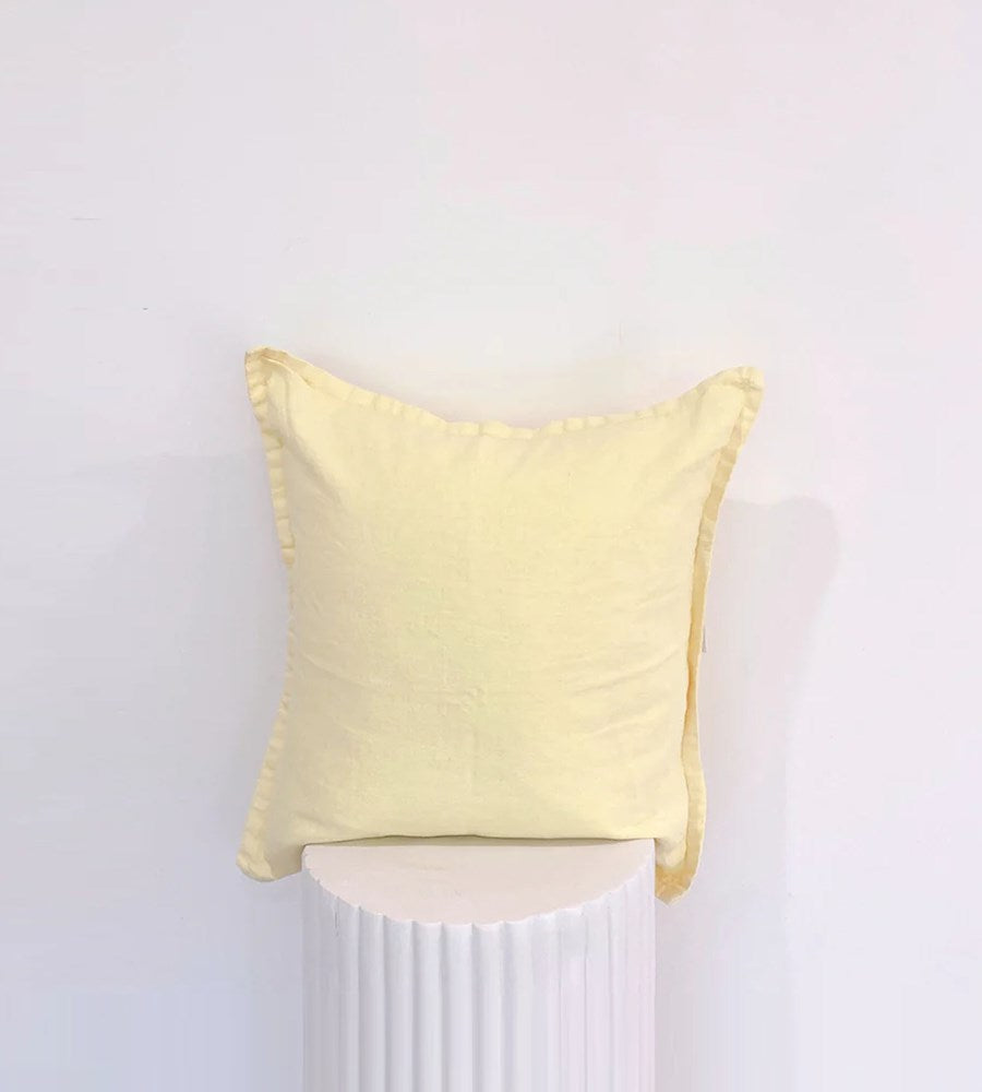 Home Lab | 100% Belgium Linen Vintage Washed Cushion Feather Filled | Lemoncello