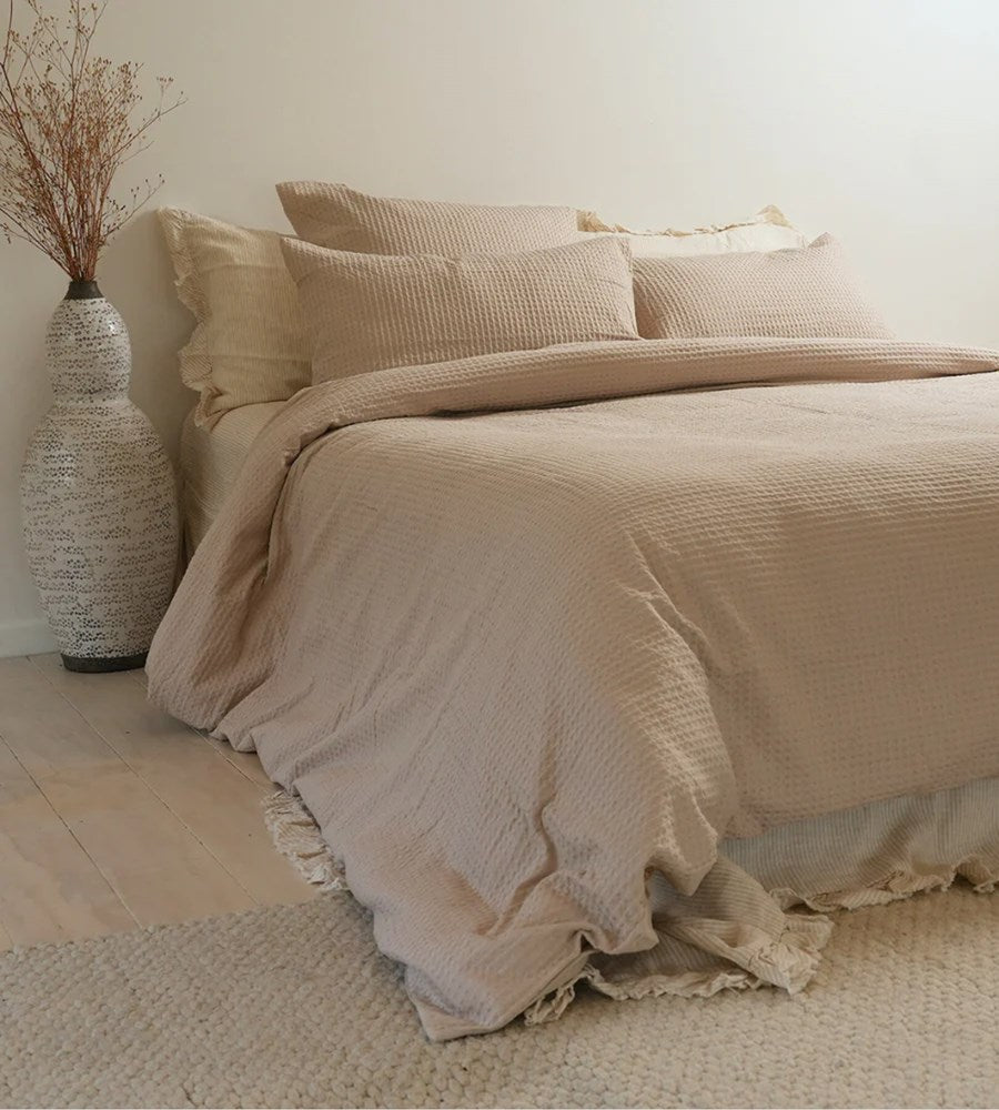 100% Cotton Waffle Duvet Set | Natural