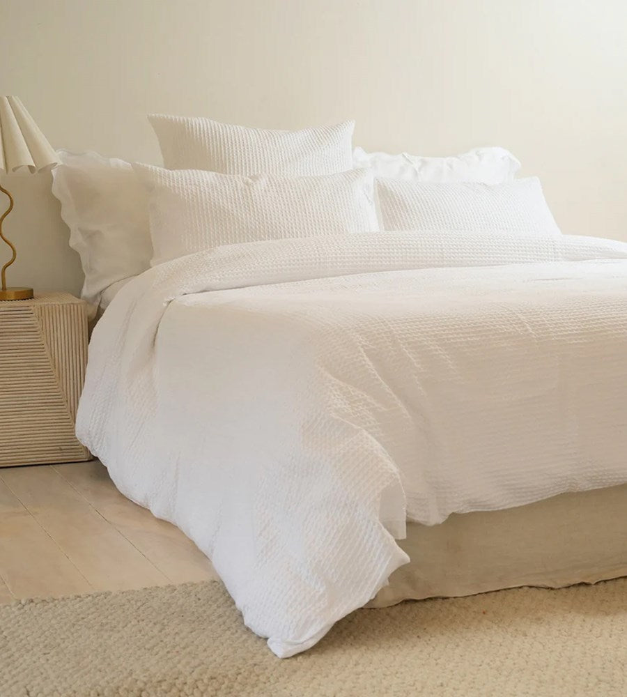 100% Cotton Waffle Duvet Set | White