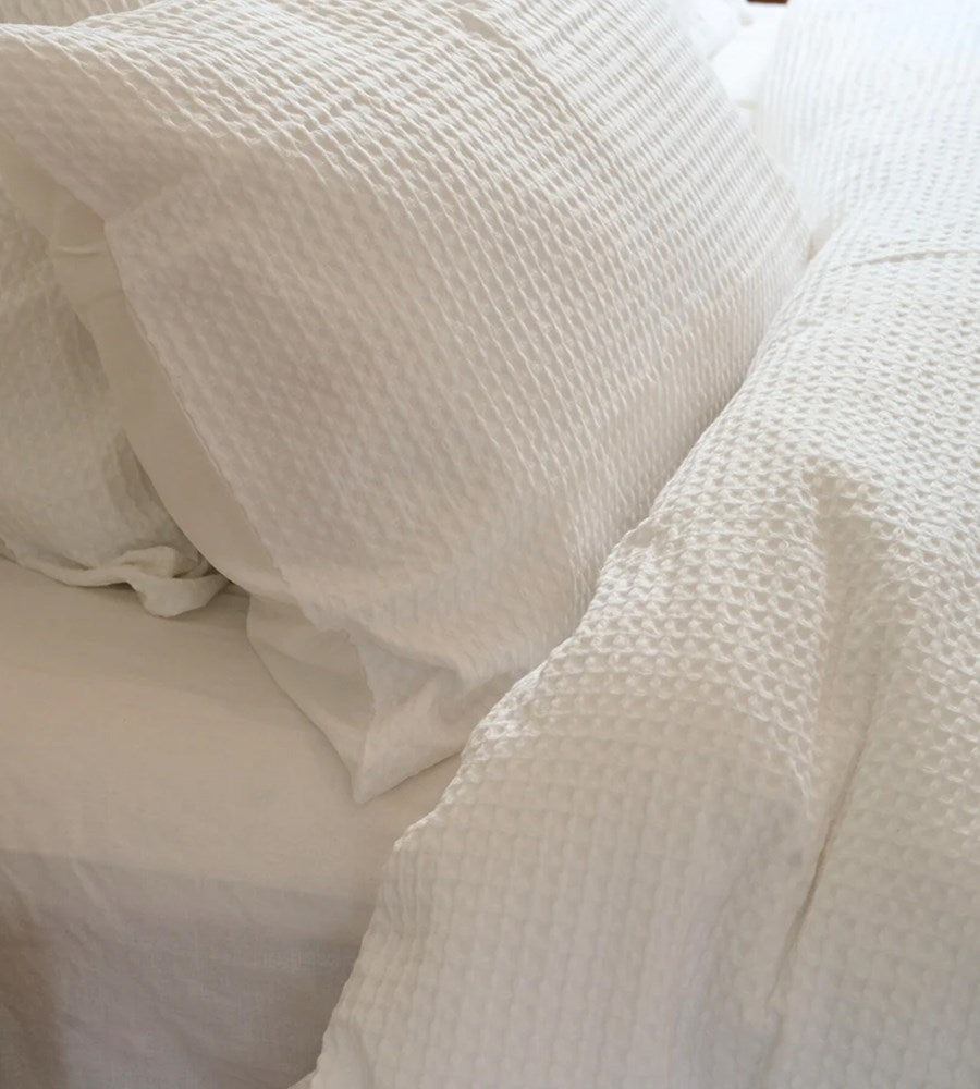 100% Cotton Waffle Duvet Set | White