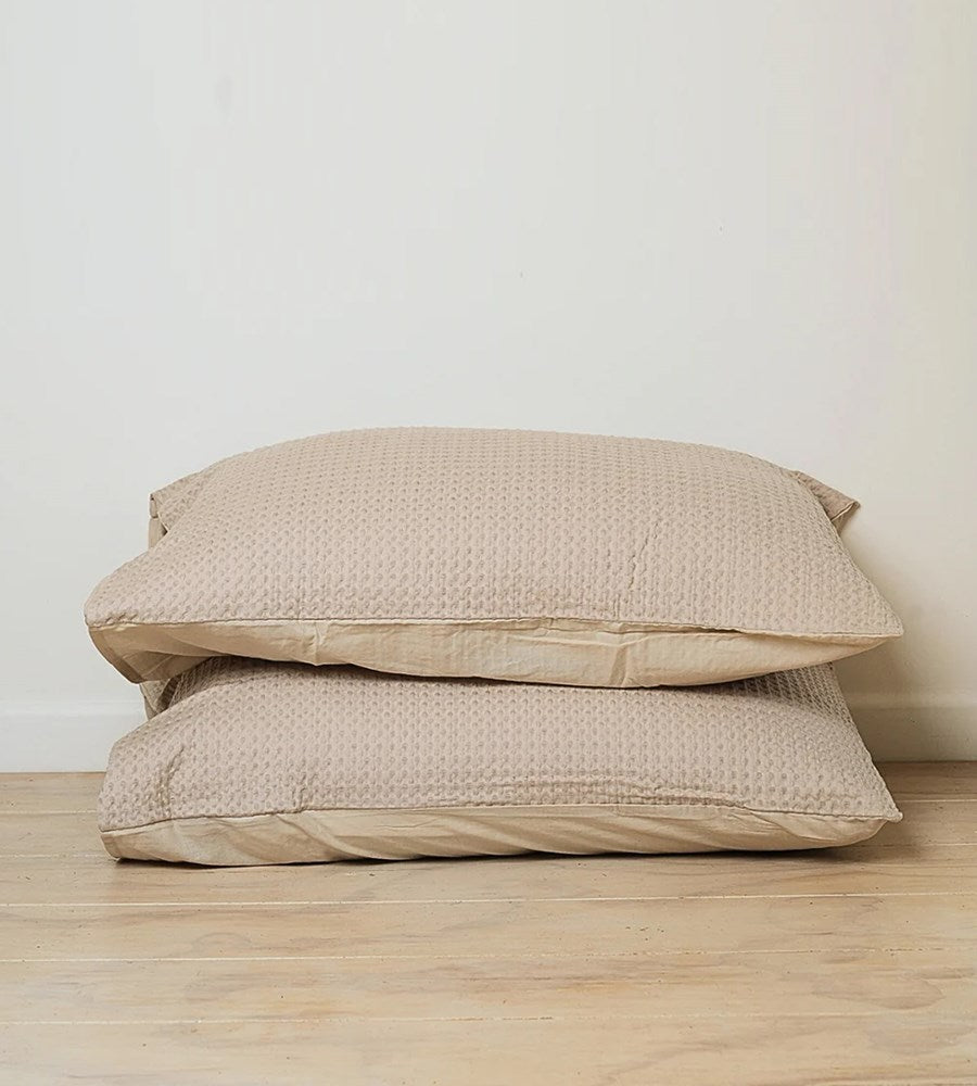 100% Cotton Waffle Pillowcase Pair | Natural