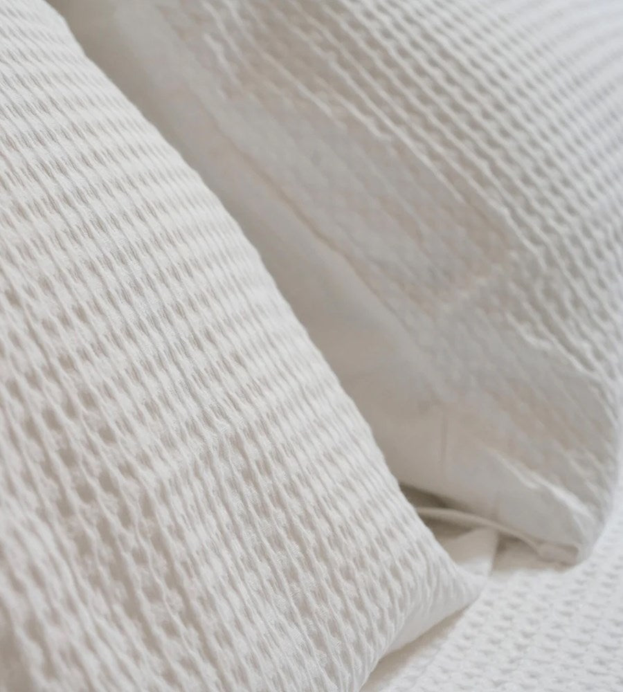 100% Cotton Waffle Pillowcase Pair | White