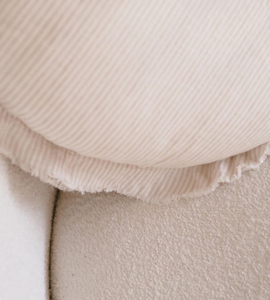 100% Flax Linen Round Feather Filled Cushion | Sand Stripe