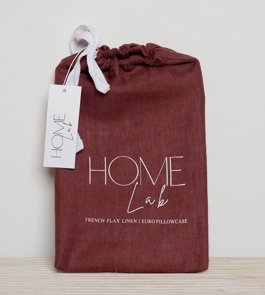 Home Lab | 100% French Flax Linen Euro Pillowcase | Antique Rosewood