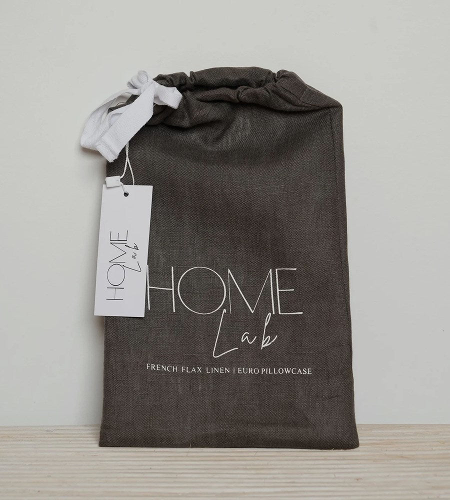 Home Lab | 100% French Flax Linen Euro Pillowcase | Deep Moss