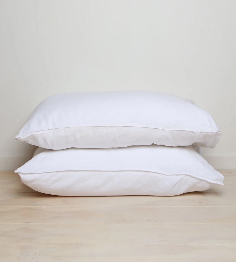 Home Lab | 100% French Flax Linen Pillowcase Pair | White | Standard