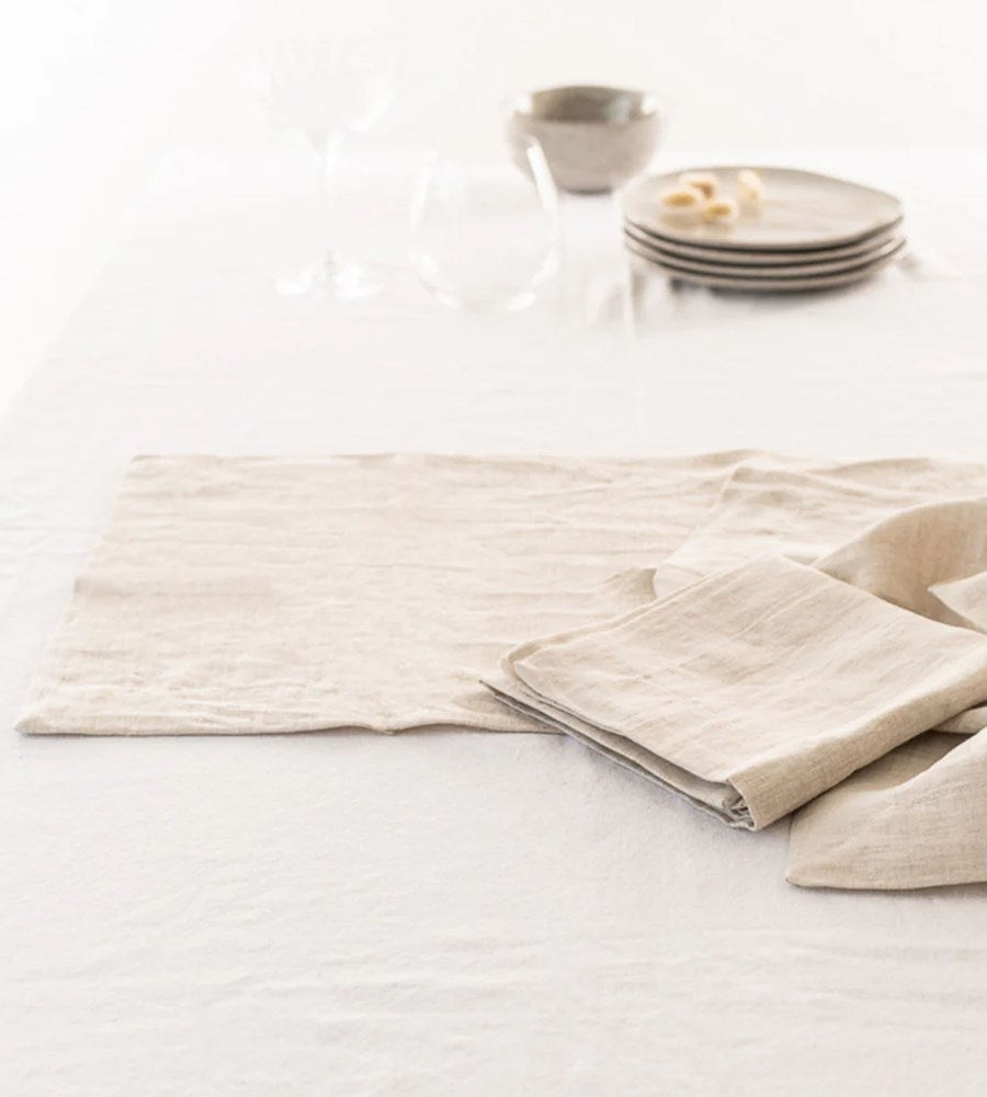 Home Lab | 100% French Flax Linen Placemat | Set 4 | Natural Oat