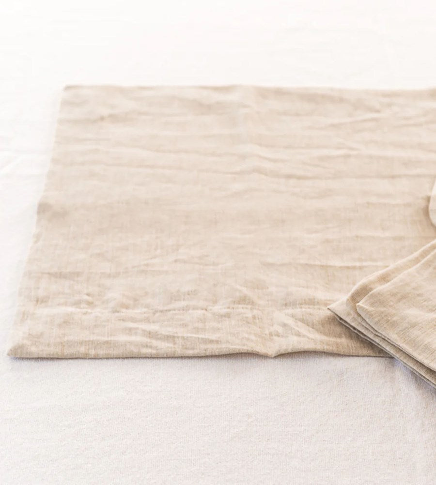 Home Lab | 100% French Flax Linen Placemat | Set 4 | Natural Oat