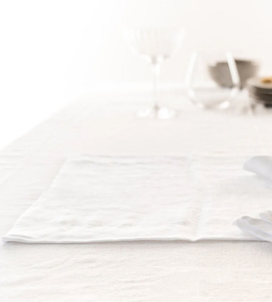 Home Lab | 100% French Flax Linen Placemat | Set 4 | White