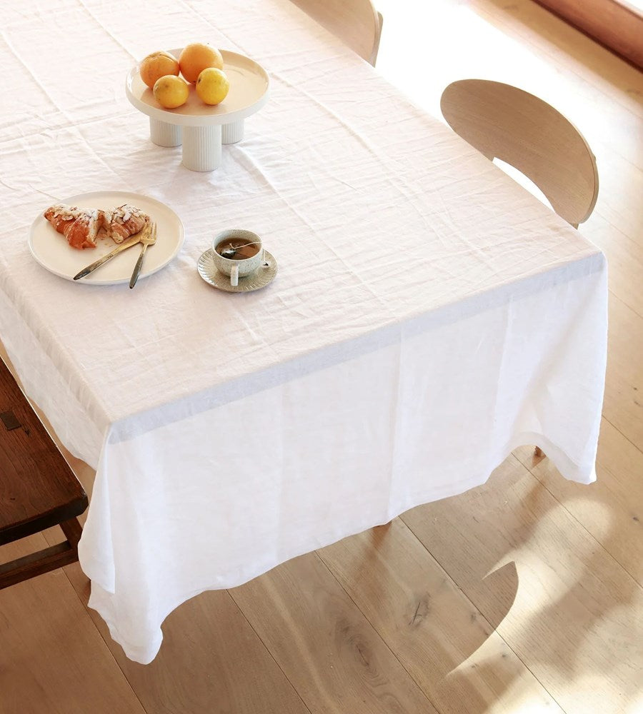 Home Lab | 100% French Flax Linen Tablecloth |  White