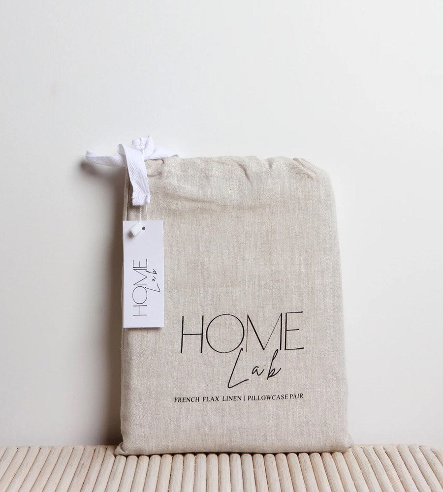 Home Lab | 100% French Linen Pillowcase Pair | Natural Oat