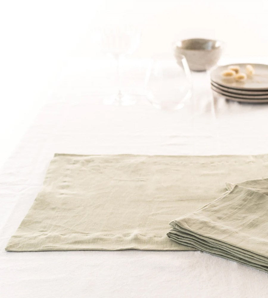 Home Lab | 100% French Linen Placemat | Set 4 | Sage