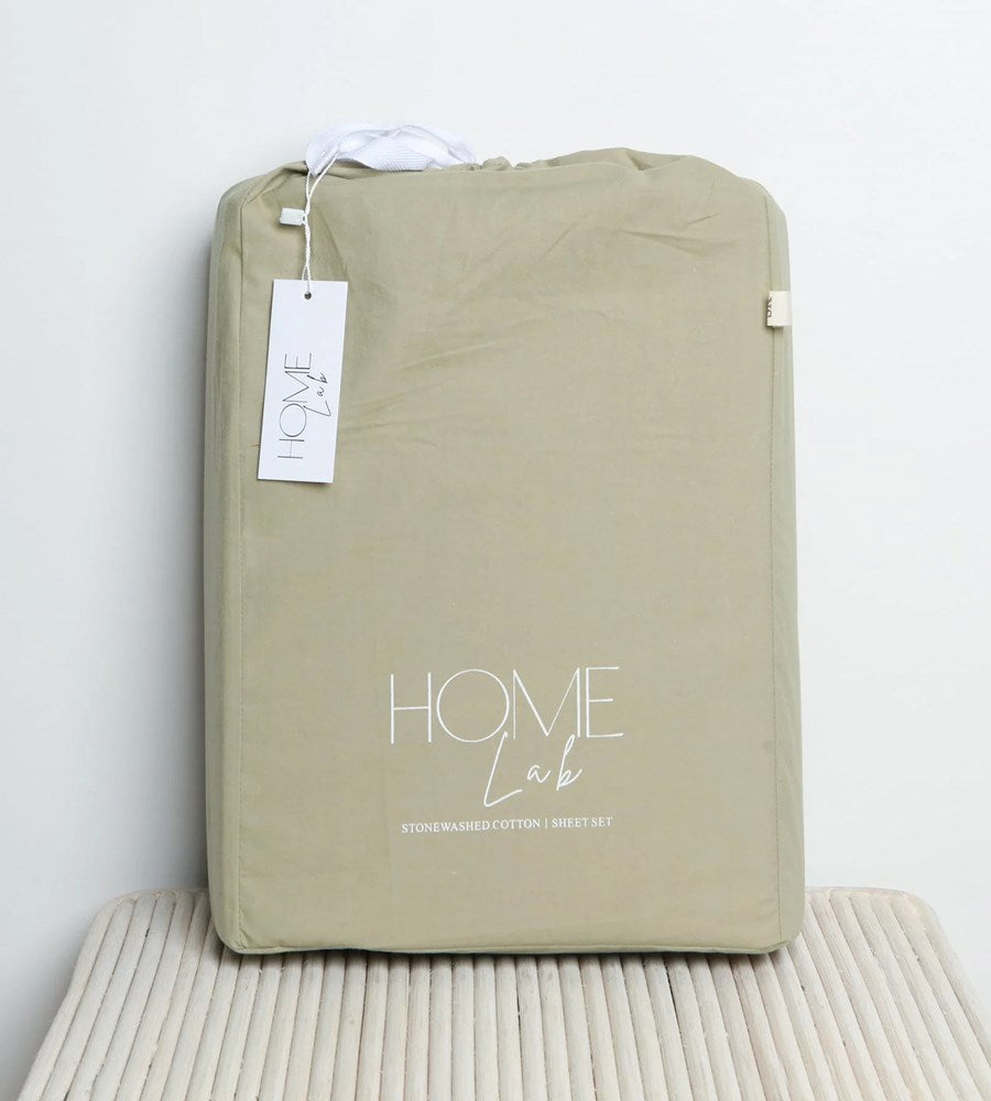 100% Stonewashed Cotton Duvet Set | Light Khaki