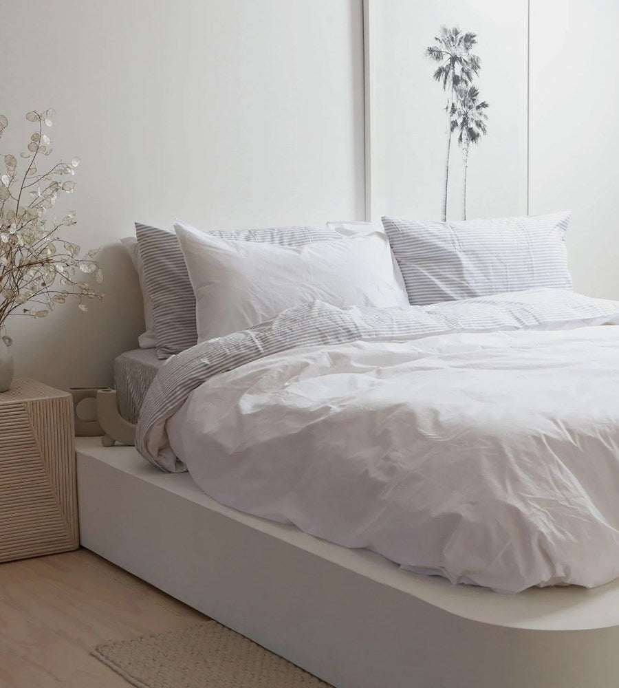 100% Stonewashed Cotton Duvet Set | White