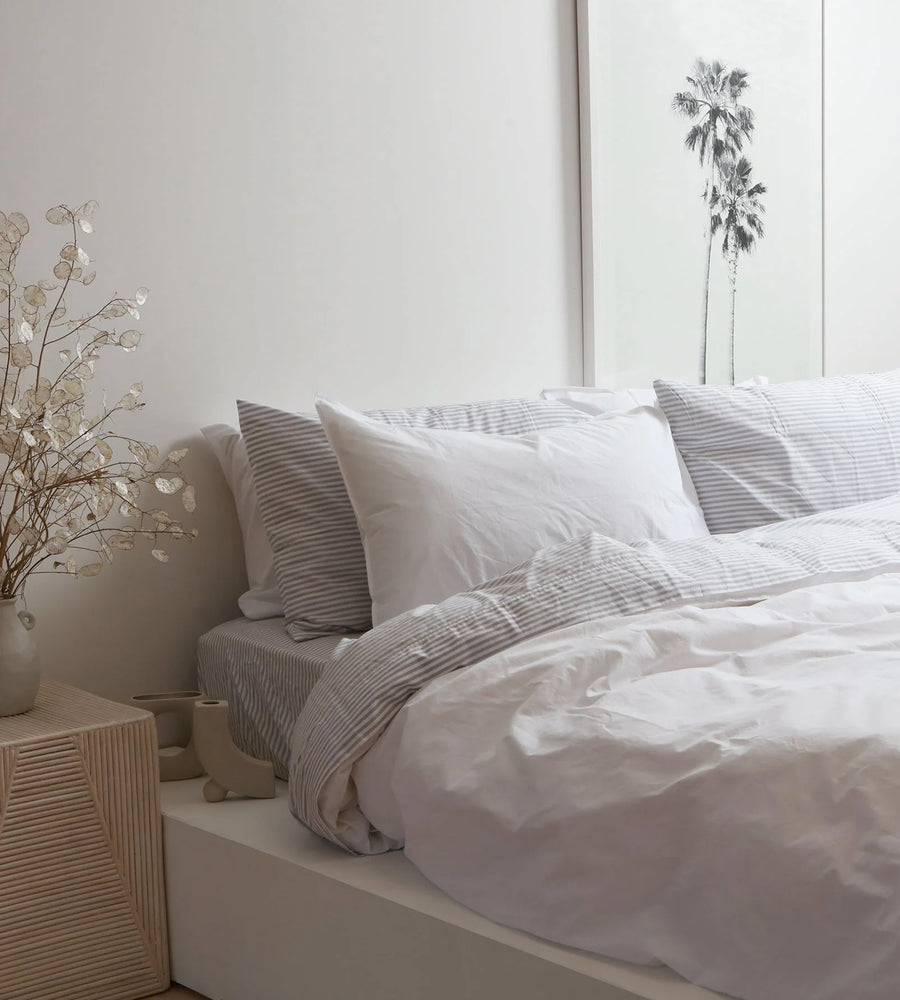 100% Stonewashed Cotton Duvet Set | White