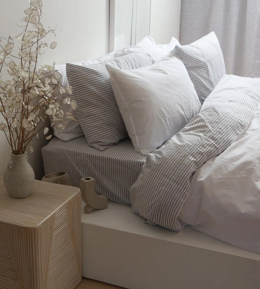 100% Stonewashed Cotton Duvet Set | White