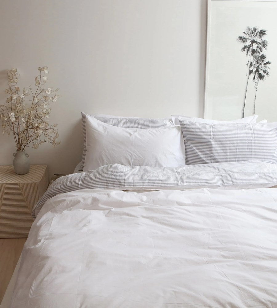 100% Stonewashed Cotton Duvet Set | White