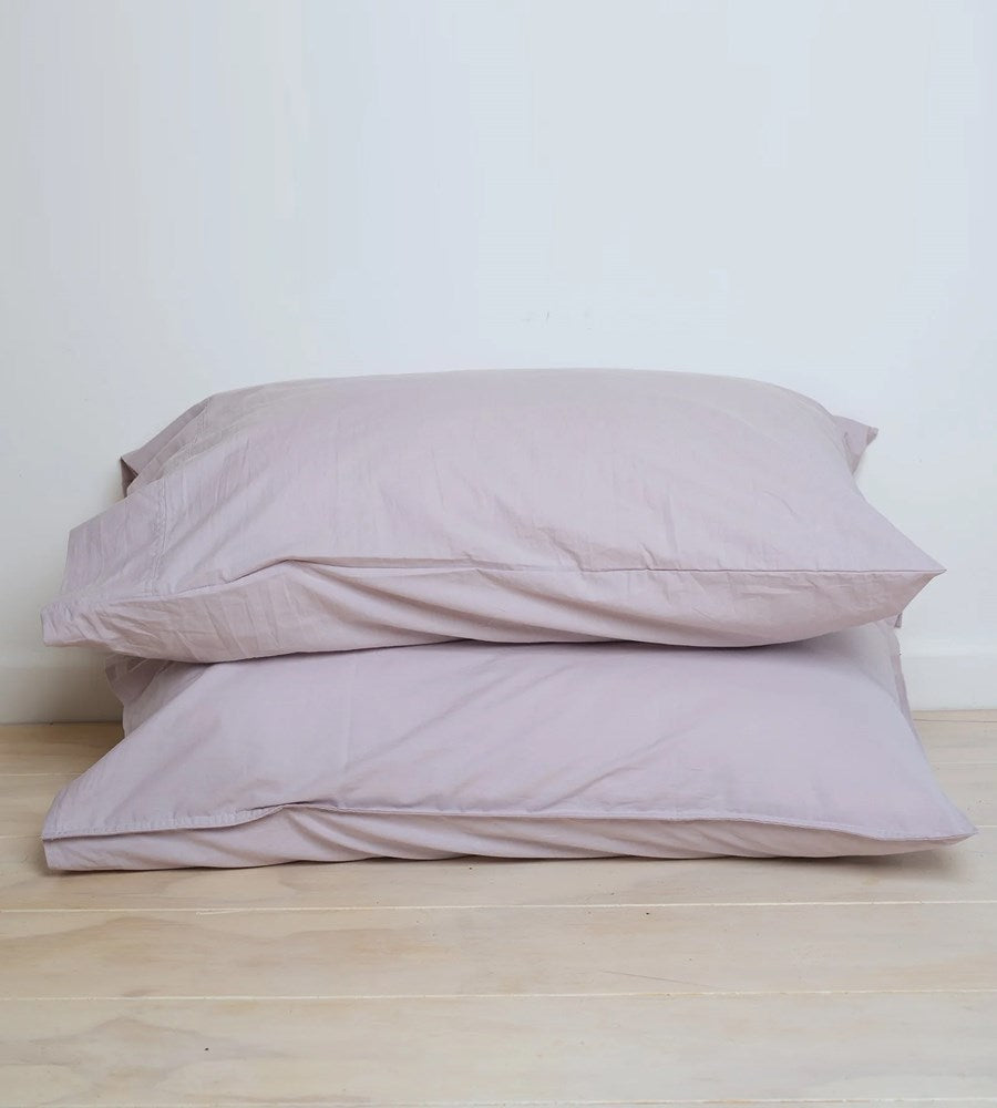 Home Lab | 100% Stonewashed Cotton Pillowcase Pair | Lavender