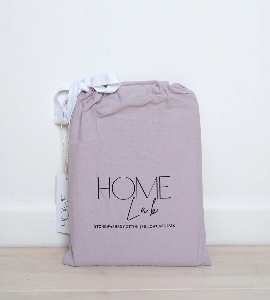 Home Lab | 100% Stonewashed Cotton Pillowcase Pair | Lavender