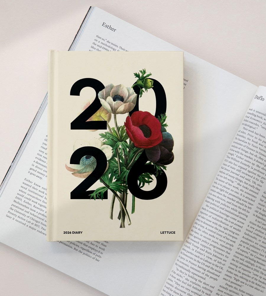 2020 diary with floral design on an open book