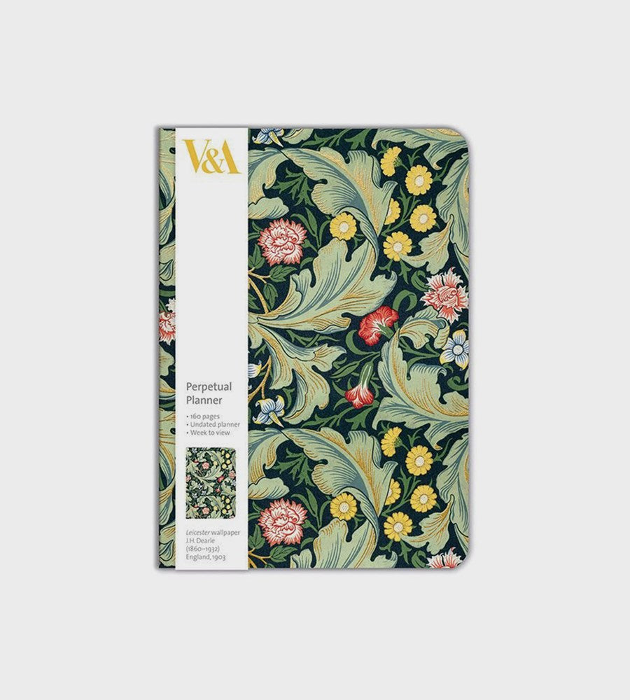 Perpetual planner with floral design on a white background