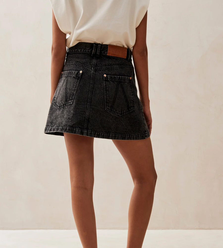 Alohas | Boston Denim Skirt | Black