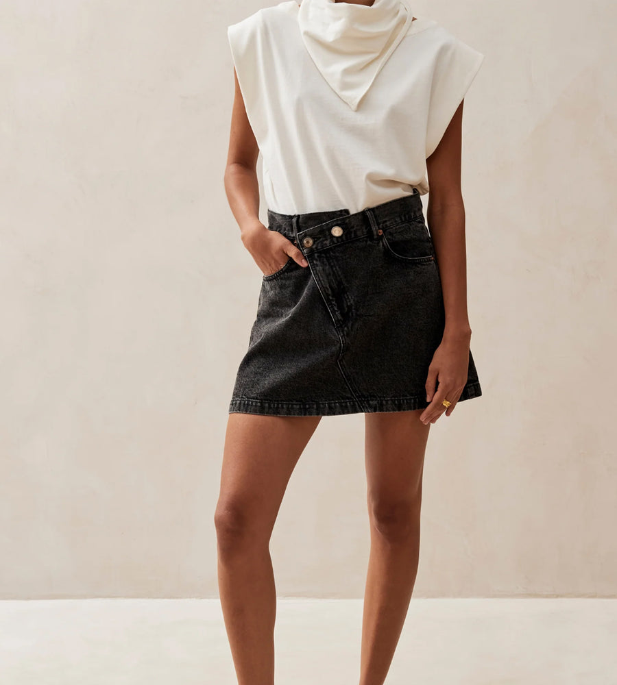 Alohas | Boston Denim Skirt | Black