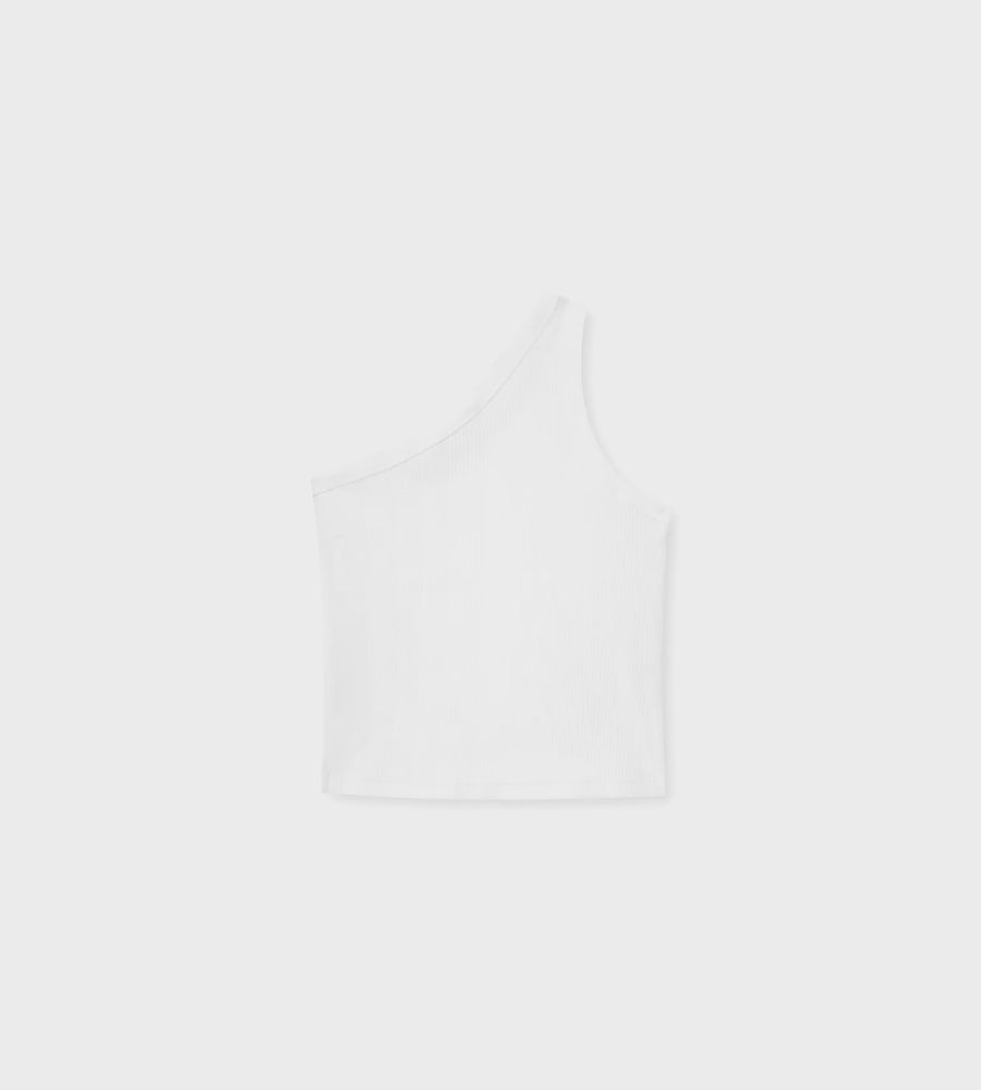 Assembly Label | Asymmetrical Organic Jersey Tank | White