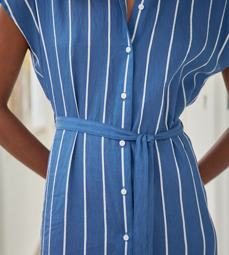 Assembly Label | Ayla Stripe Shirt Dress | Lapis/White