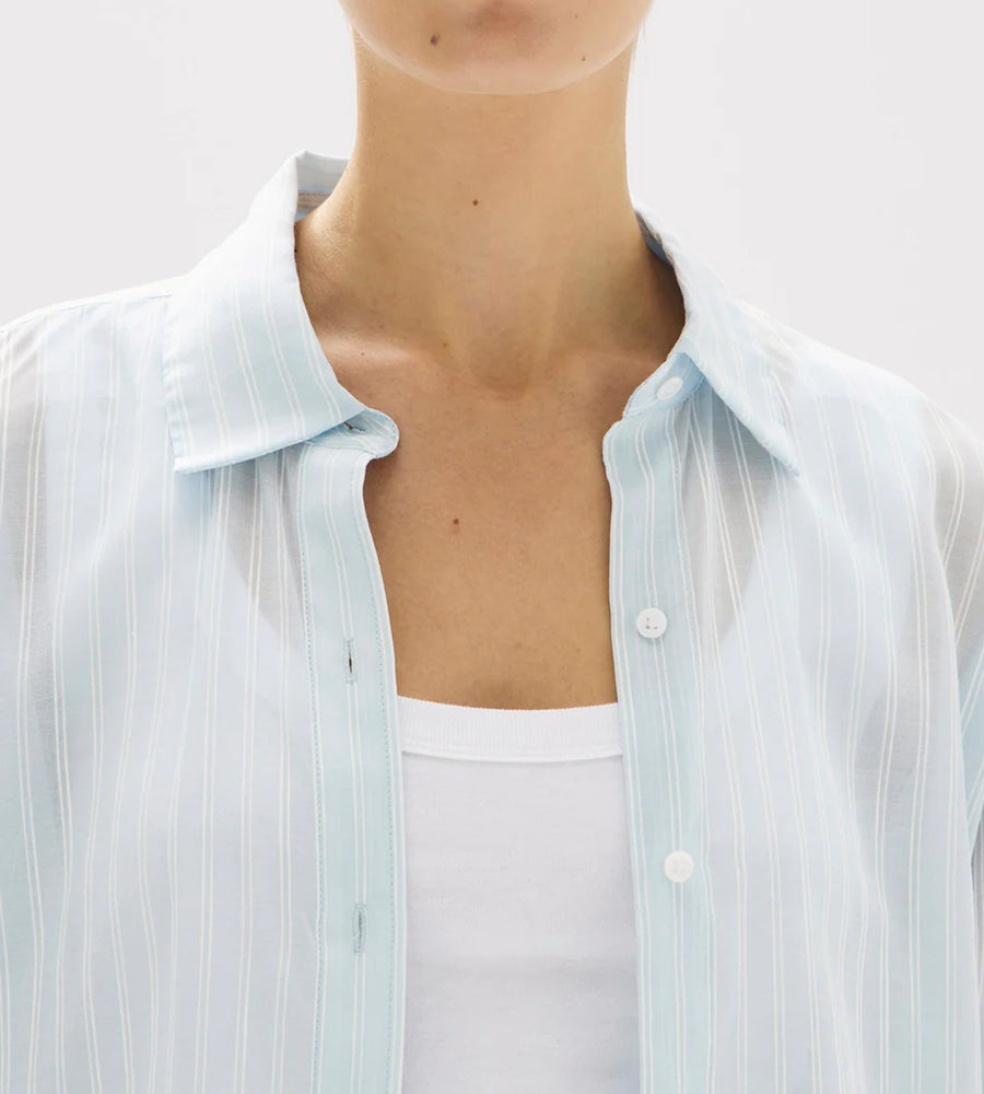 Assembly Label | Cammy Stripe Long Sleeve Shirt | Blue Hazel/White