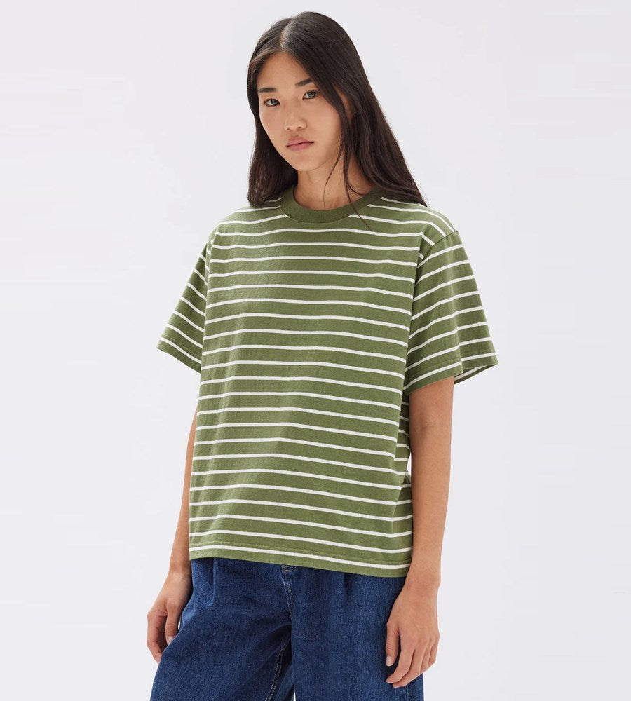 Assembly Label | Cohen Stripe Short Sleeve Tee | Pandan/Antique White