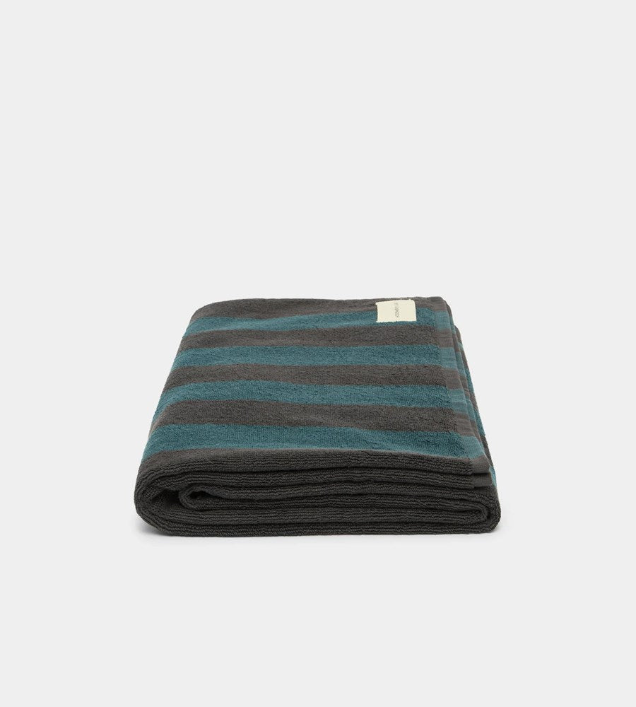 Assembly Label | Cotton Stripe Beach Towel | Atlas/Washed Black