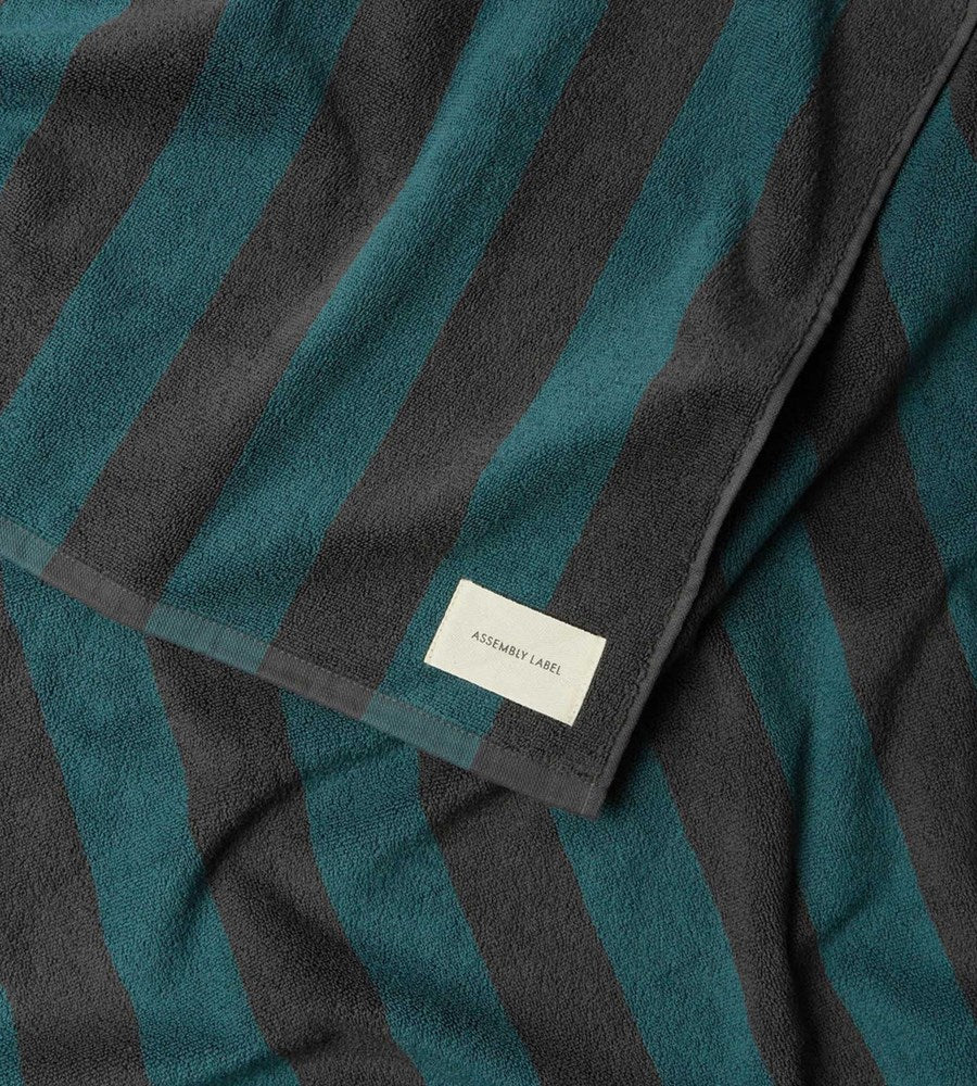 Assembly Label | Cotton Stripe Beach Towel | Atlas/Washed Black