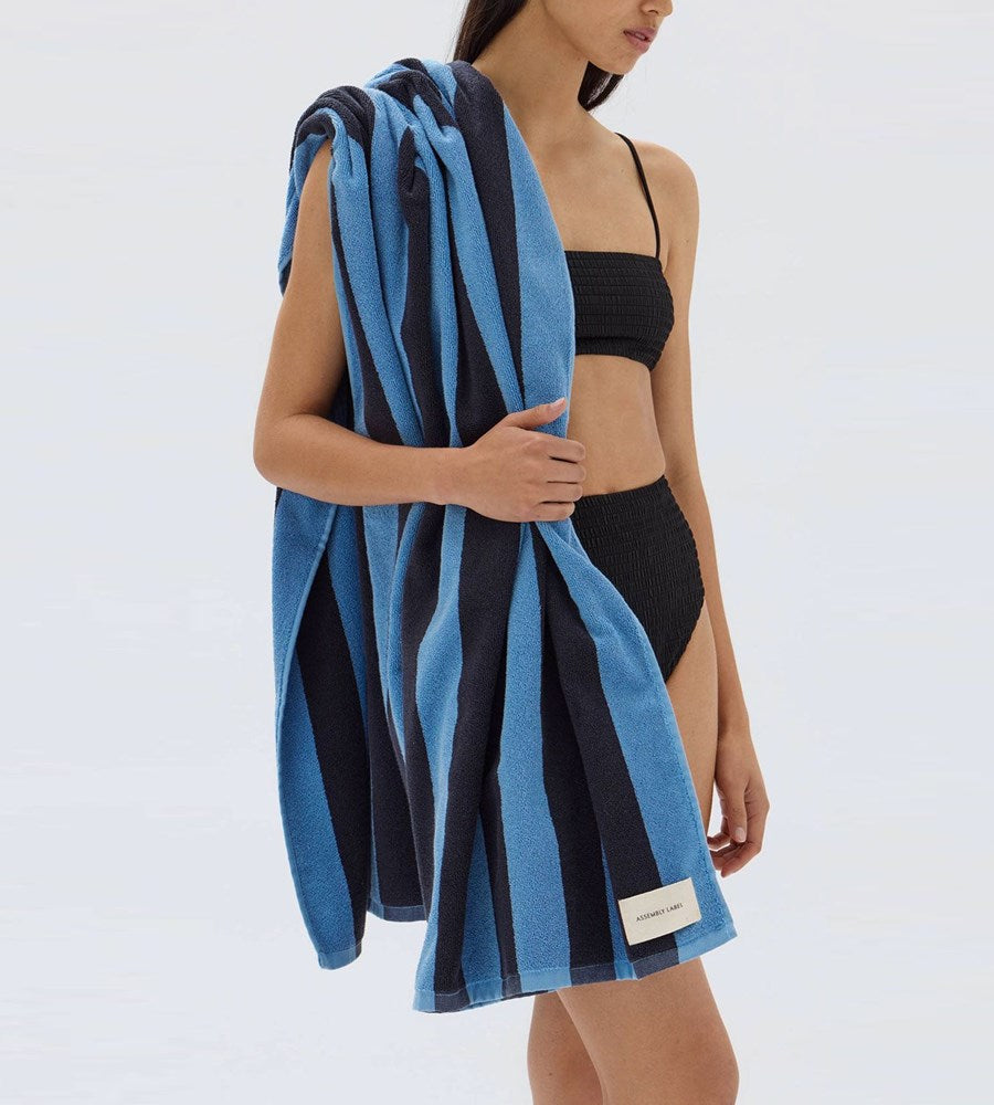 Assembly Label | Cotton Stripe Beach Towel | Bahama/True Navy