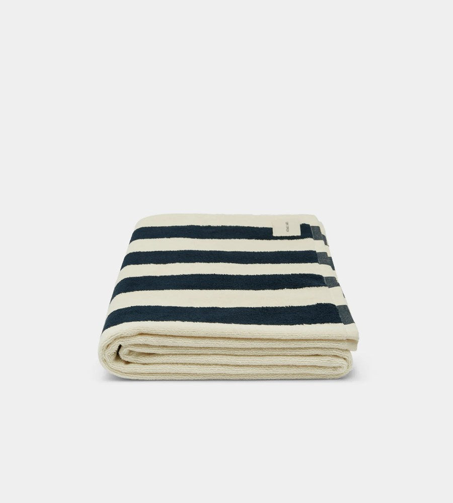 Assembly Label | Cotton Stripe Beach Towel | Navy/Cream