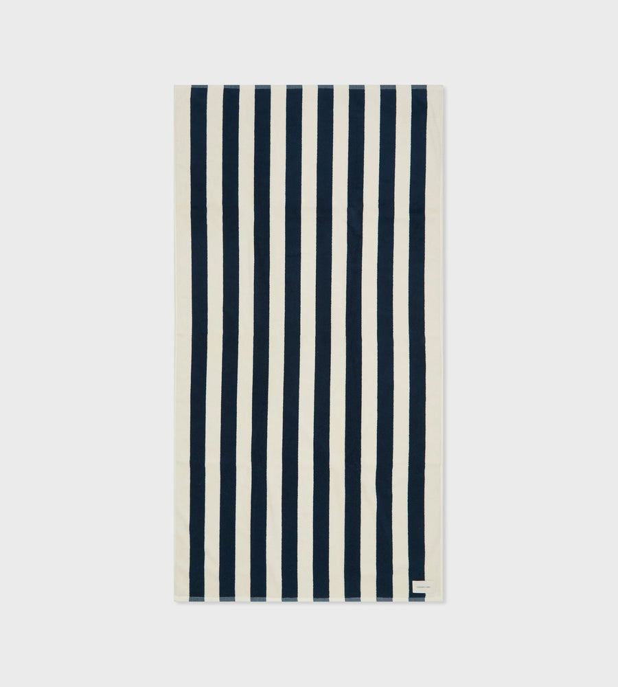 Assembly Label | Cotton Stripe Beach Towel | Navy/Cream