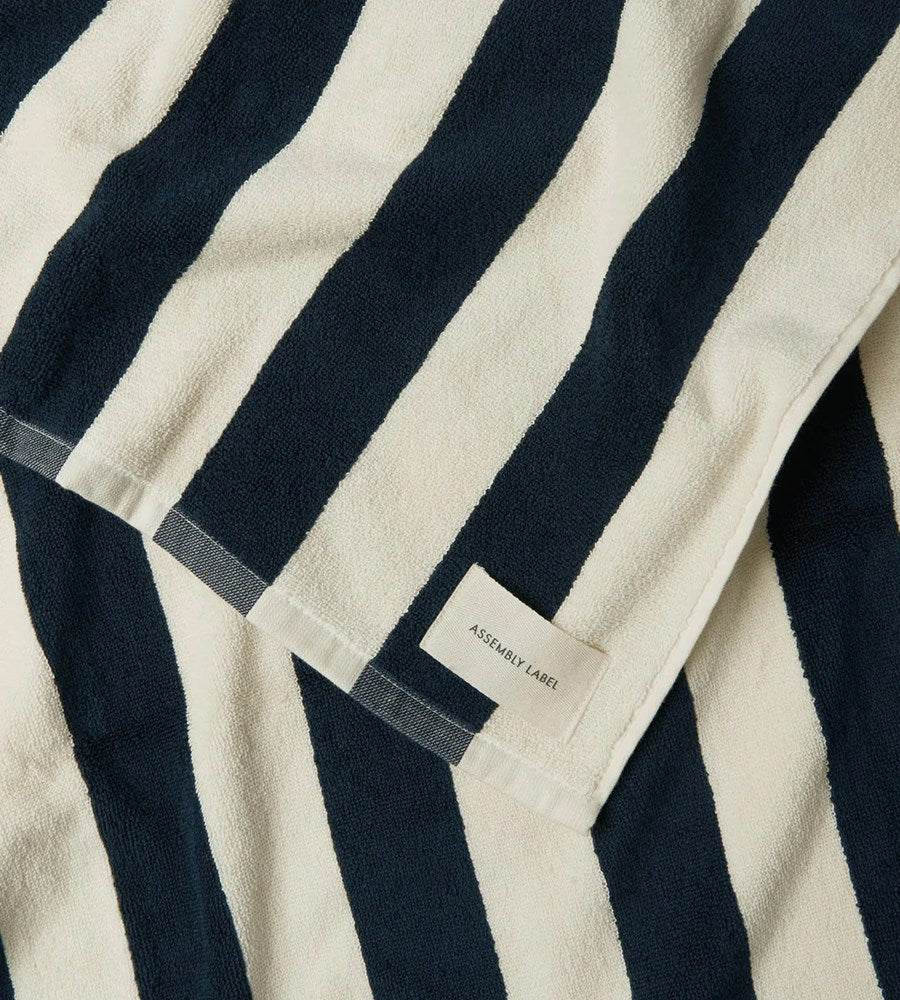 Assembly Label | Cotton Stripe Beach Towel | Navy/Cream