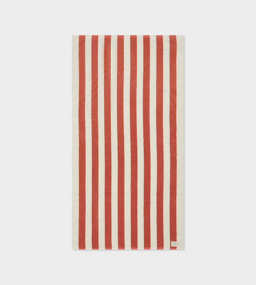 Assembly Label | Cotton Stripe Beach Towel | Papaya/Cream