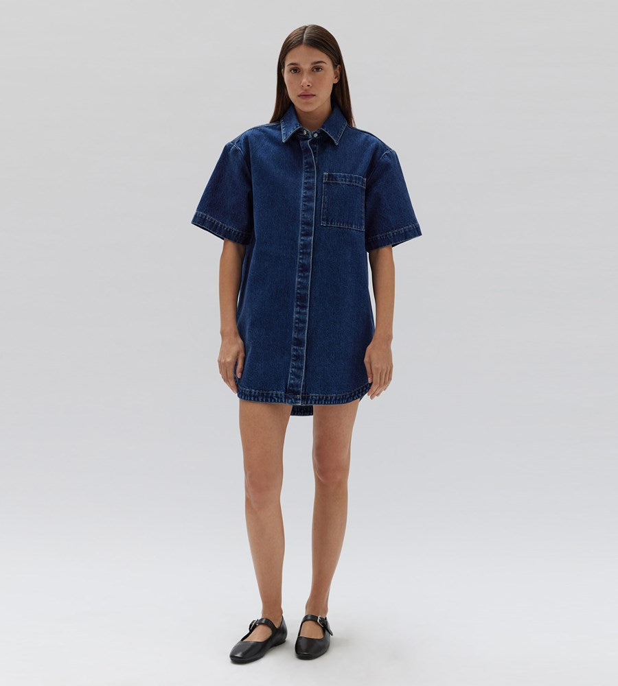 Assembly Label | Denim Mini Shirt Dress | Heritage Blue