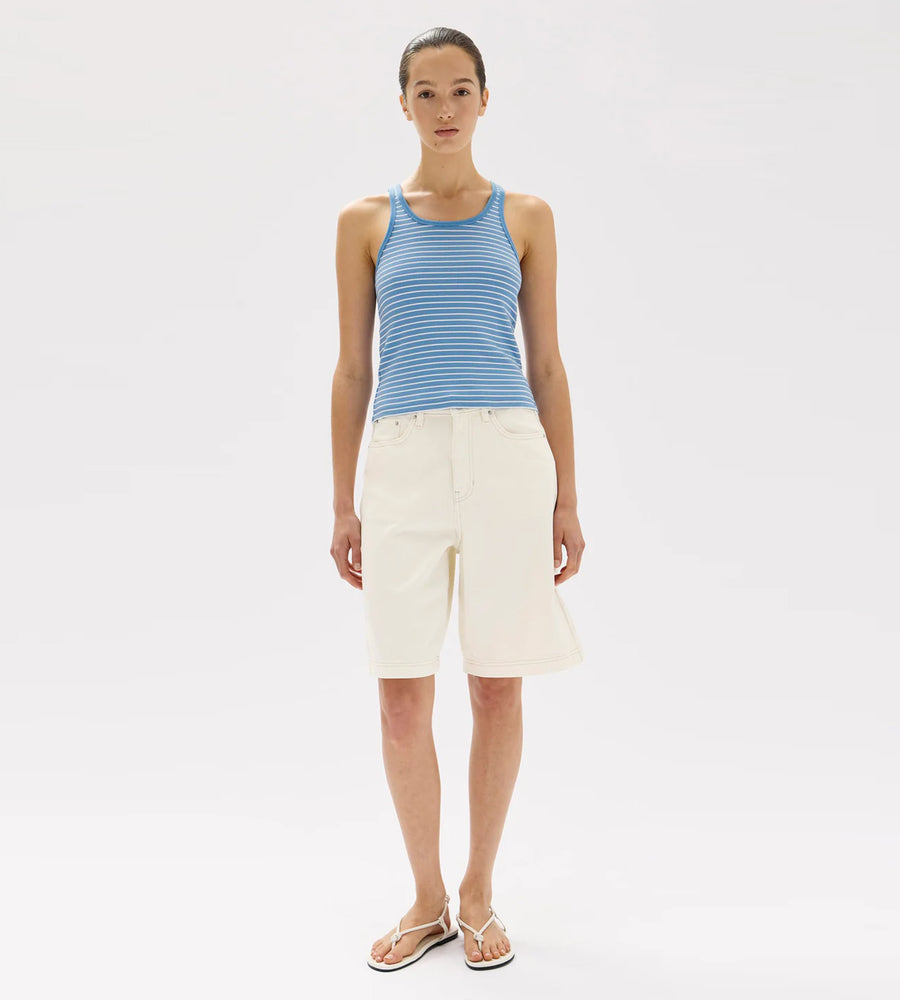 Assembly Label | Drew Sripe Rib Tank | Bahama/White