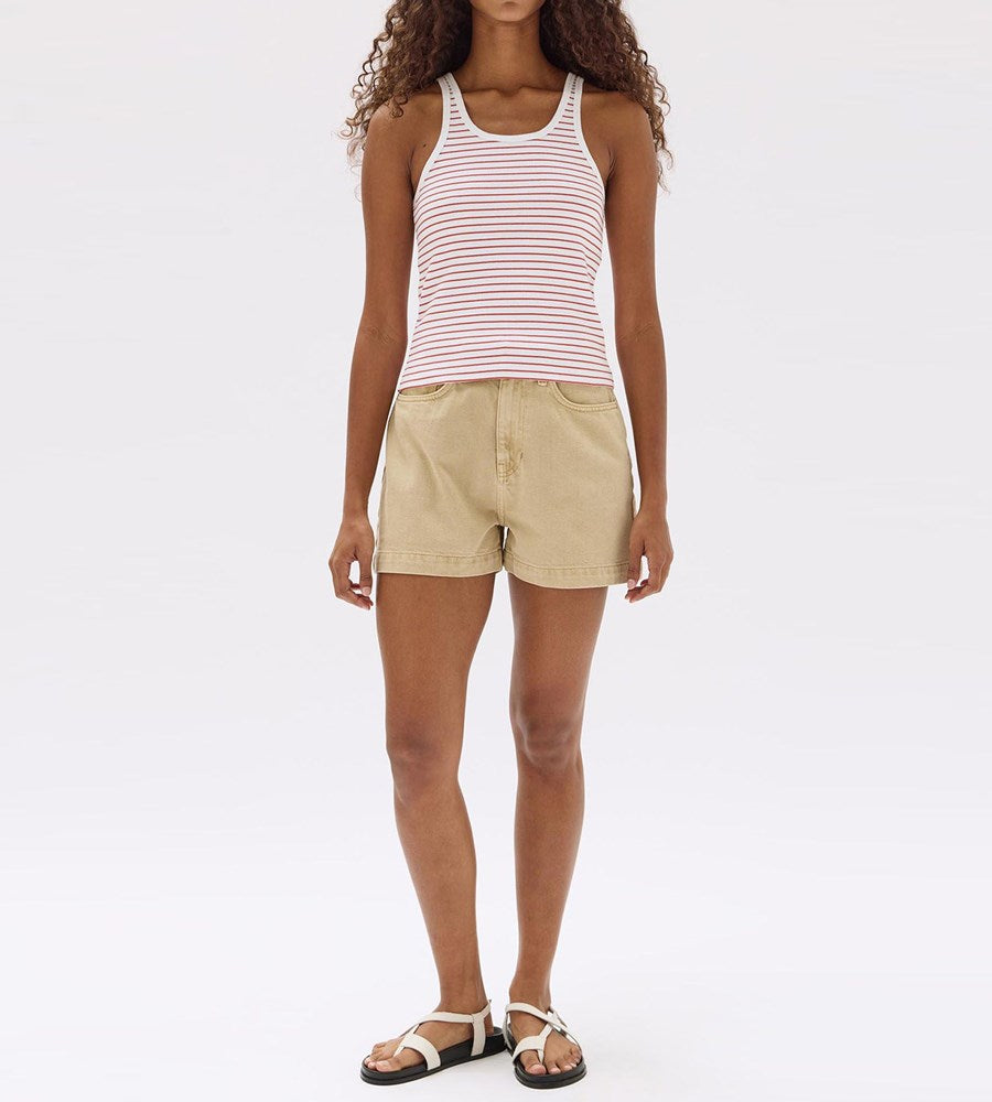 Assembly Label | Drew Stripe Rib Tank | Papaya/White