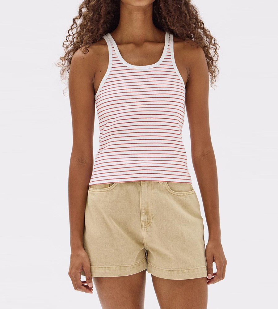 Assembly Label | Drew Stripe Rib Tank | Papaya/White