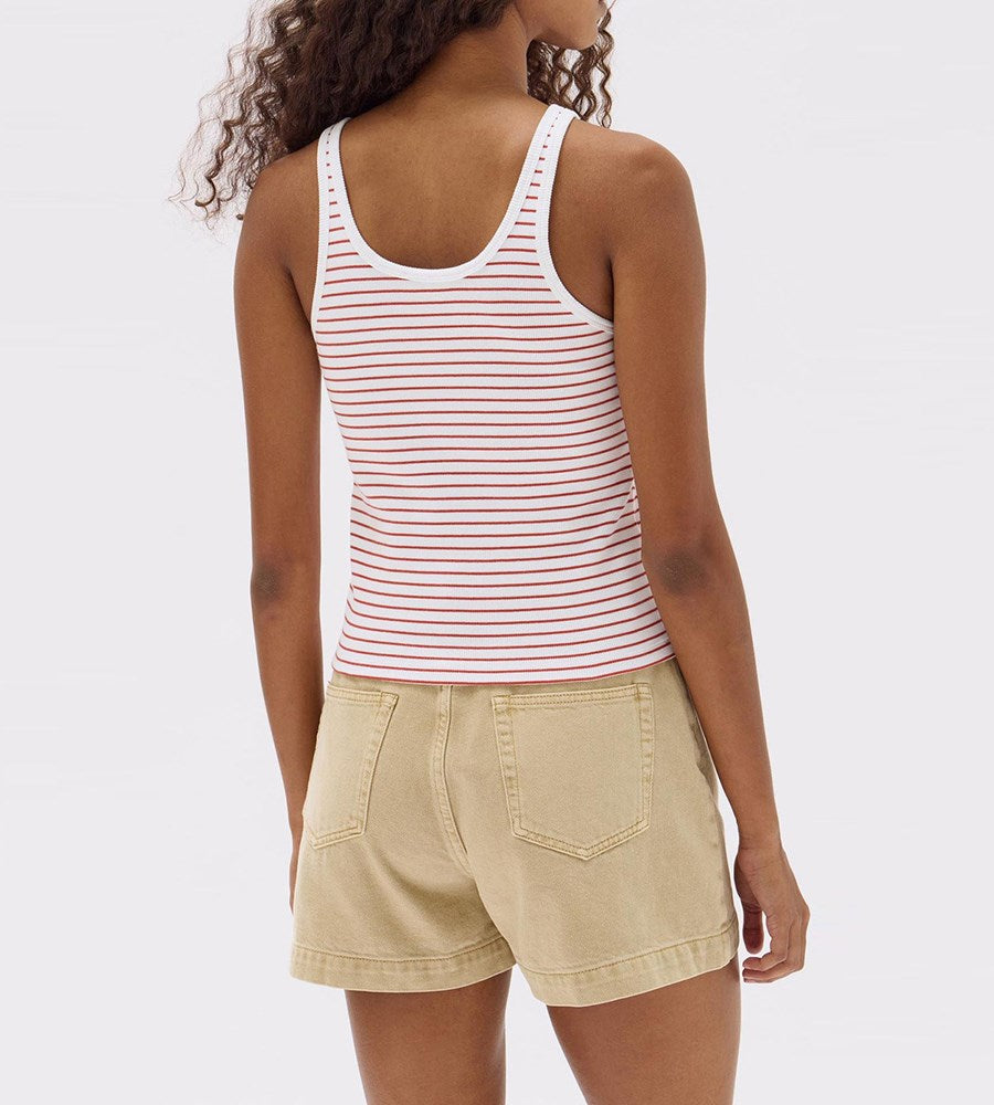 Assembly Label | Drew Stripe Rib Tank | Papaya/White